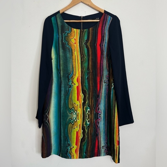 Women Prana Cece Medallion Abstract Lined Shift Dress M Multicolor Art to Wear - Picture 2 of 9